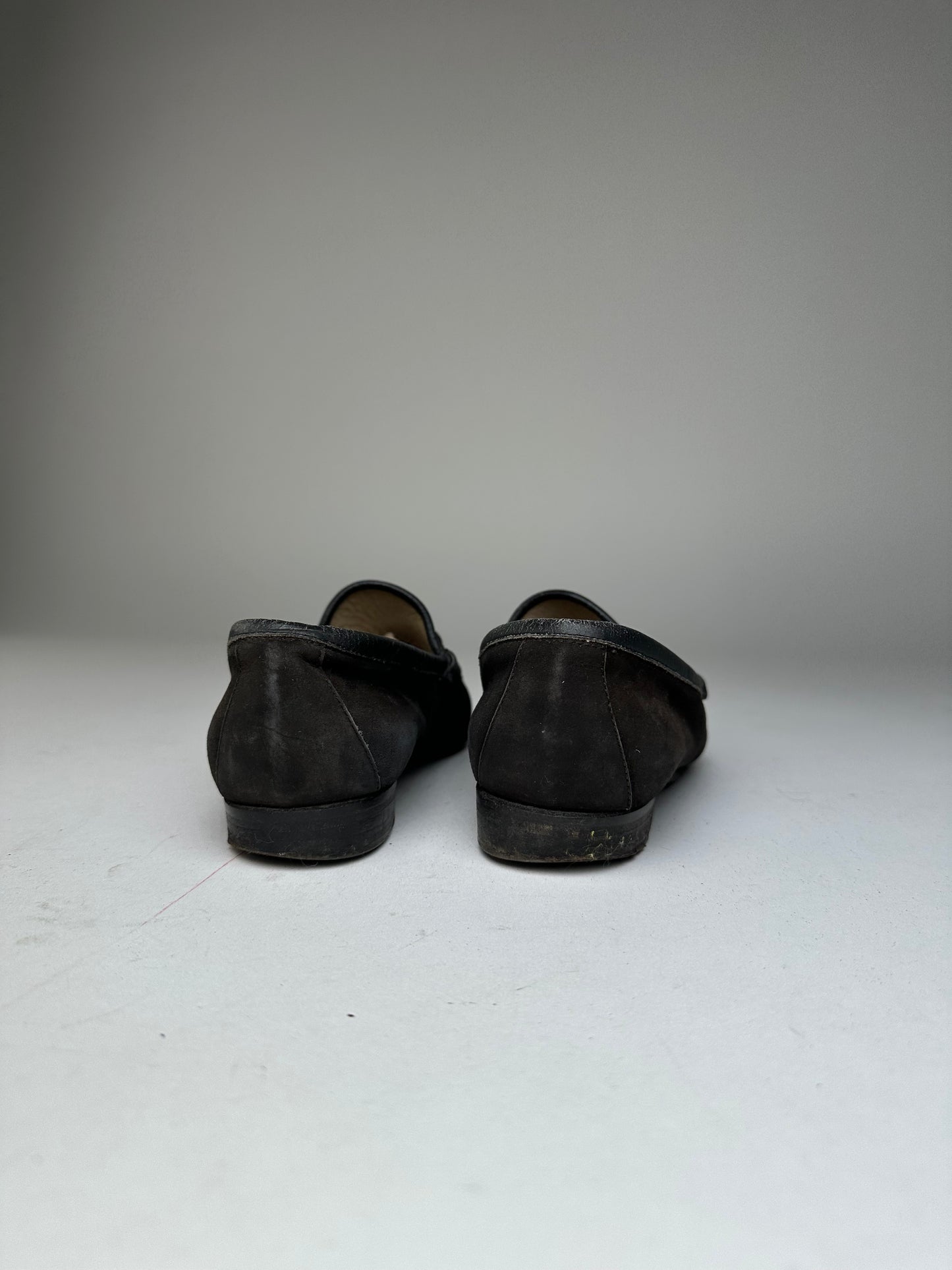 Vintage Gucci Suede Horsebit Loafer Black