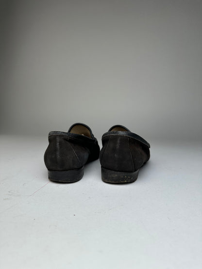 Vintage Gucci Suede Horsebit Loafer Black