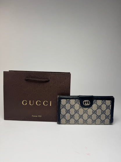Vintage Gucci Monogram Leather wallet gray brown