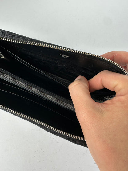Vintage Cartier Panthere Zip Around Wallet Late 2000s Black Silver