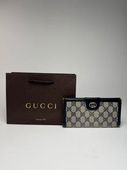 Vintage Gucci Monogram Leather wallet gray brown