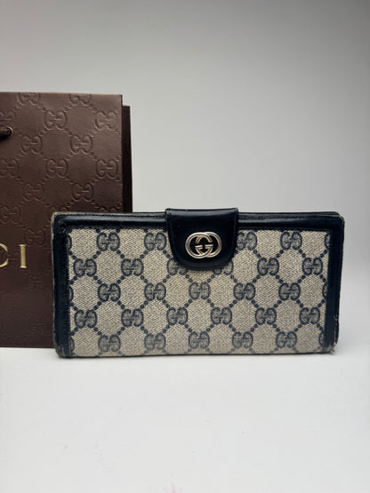 Vintage Gucci Monogram Leather wallet gray brown