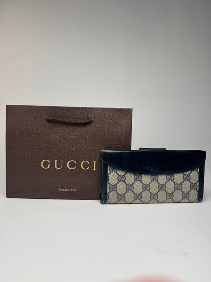 Vintage Gucci Monogram Leather wallet gray brown