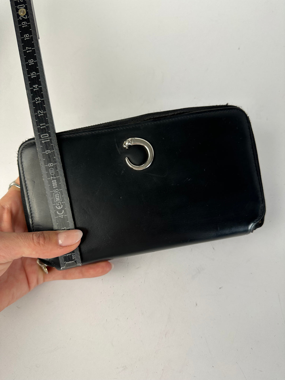 Vintage Cartier Panthere Zip Around Wallet Late 2000s Black Silver