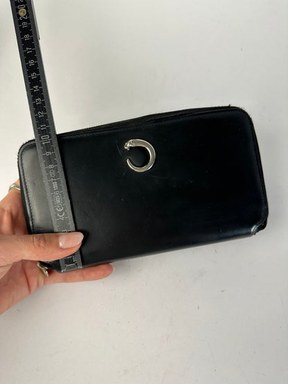 Vintage Cartier Panthere Zip Around Wallet Late 2000s Black Silver