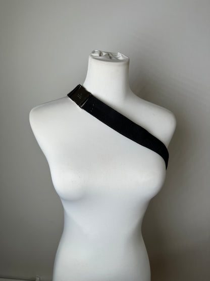 Vintage Gucci GG Supreme Canvas Belt Bag Black Silver