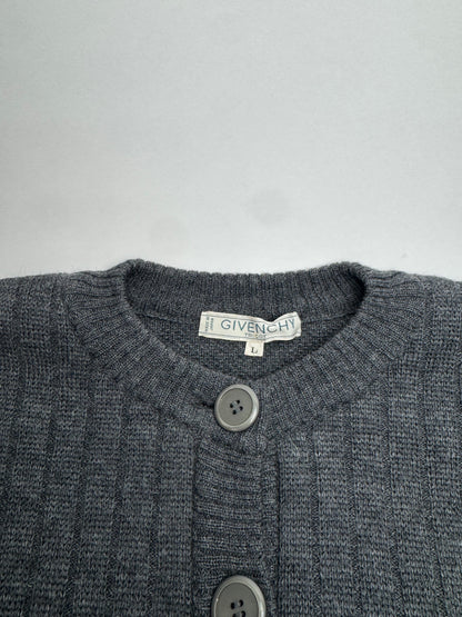 Vintage Givenchy Wool Coat / Cardigan Anthracite L