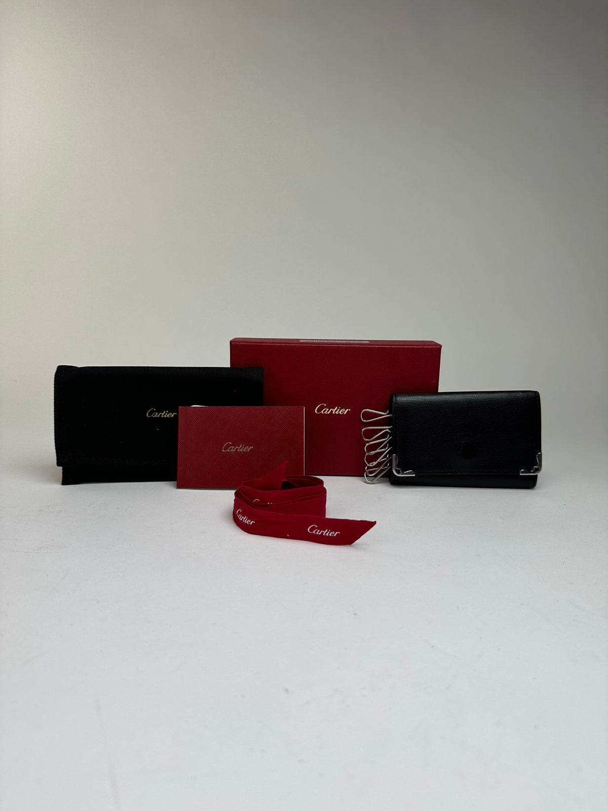 Vintage Cartier Leather Key Holder Wallet Late 1990s Black Burgundy