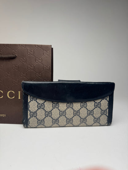 Vintage Gucci Monogram Leather wallet gray brown