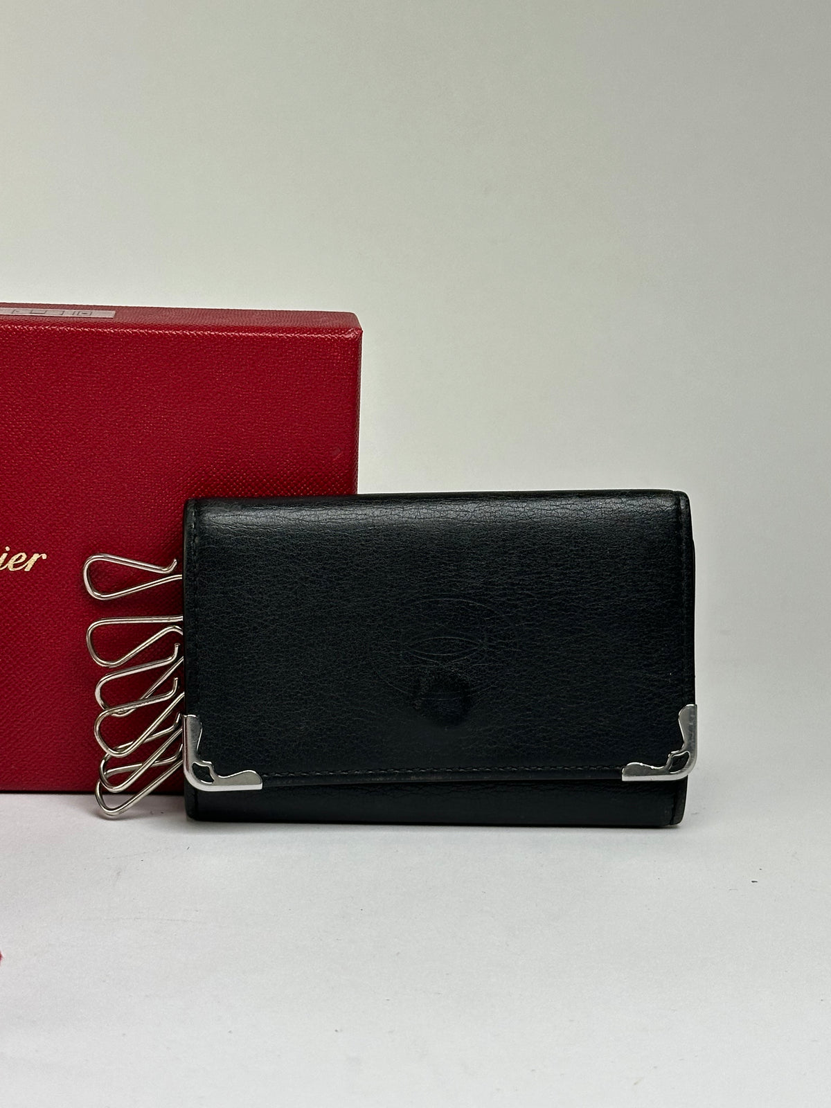 Vintage Cartier Leather Key Holder Wallet Late 1990s Black Burgundy