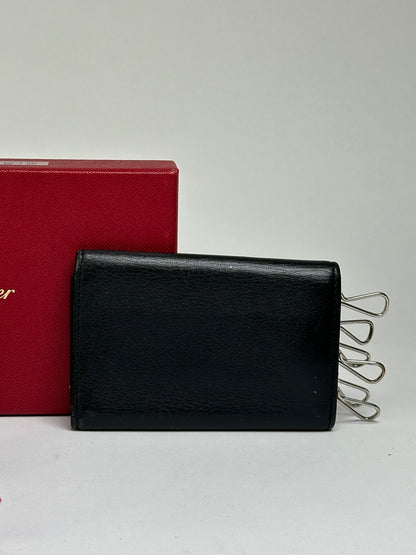 Vintage Cartier Leather Key Holder Wallet Late 1990s Black Burgundy