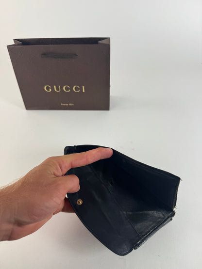 Vintage Gucci Monogram Leather wallet gray brown