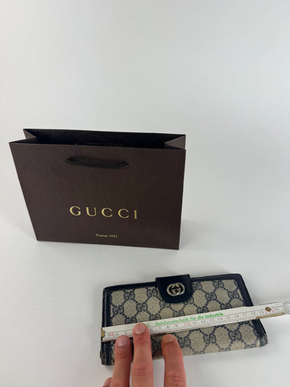 Vintage Gucci Monogram Leather wallet gray brown