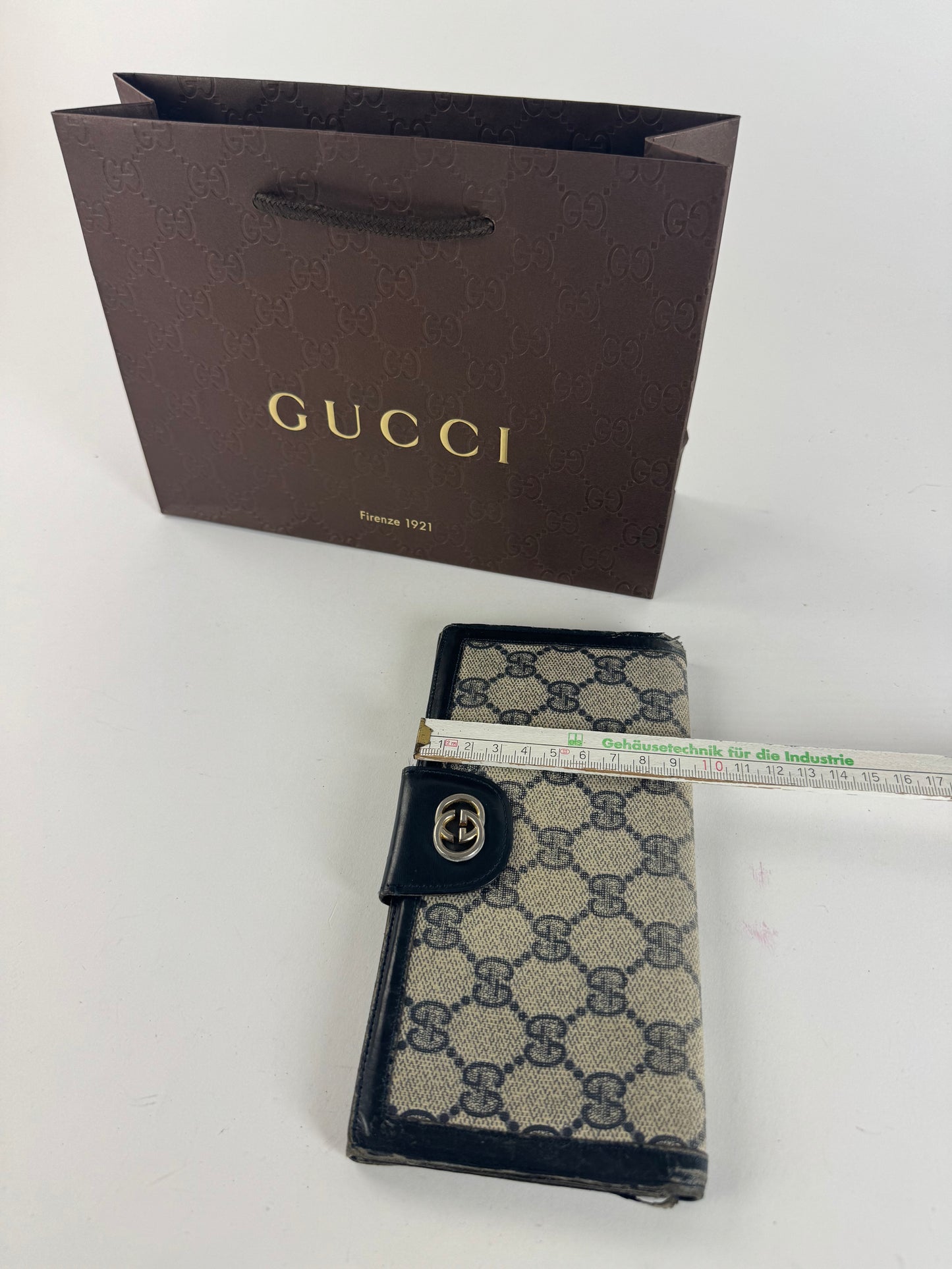 Vintage Gucci Monogram Leather wallet gray brown