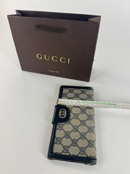 Vintage Gucci Monogram Leather wallet gray brown