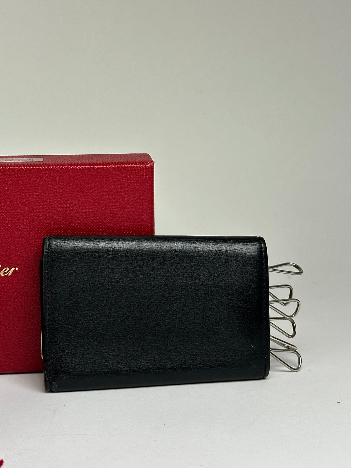 Vintage Cartier Leather Key Holder Wallet Late 1990s Black Burgundy