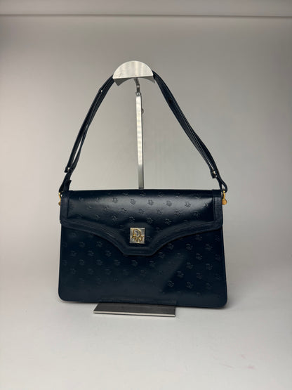 Sac vintage en cuir monogramme Dior 2Way bleu marine