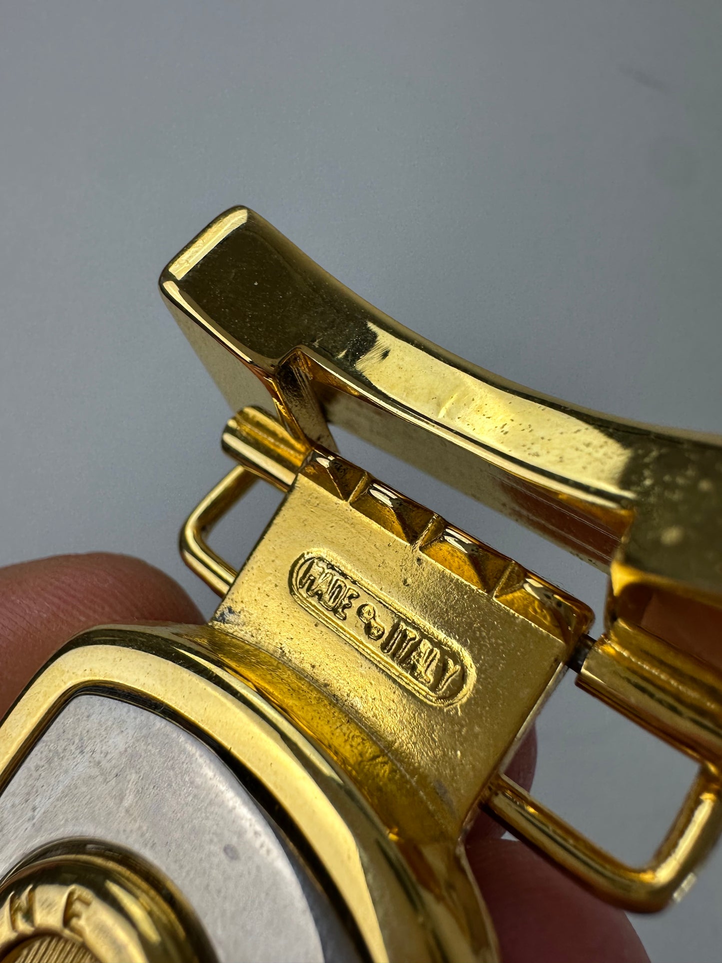 Vintage Celine Medusa Head Leather Belt Black Tan Gold