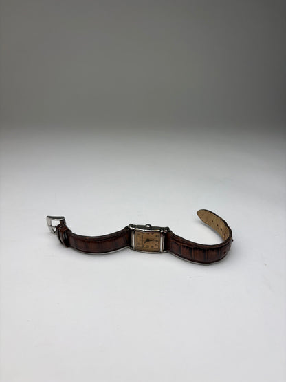 Vintage Giorgio Armani Rectangle Watch Crocodile-Effect Leather Late 1990s