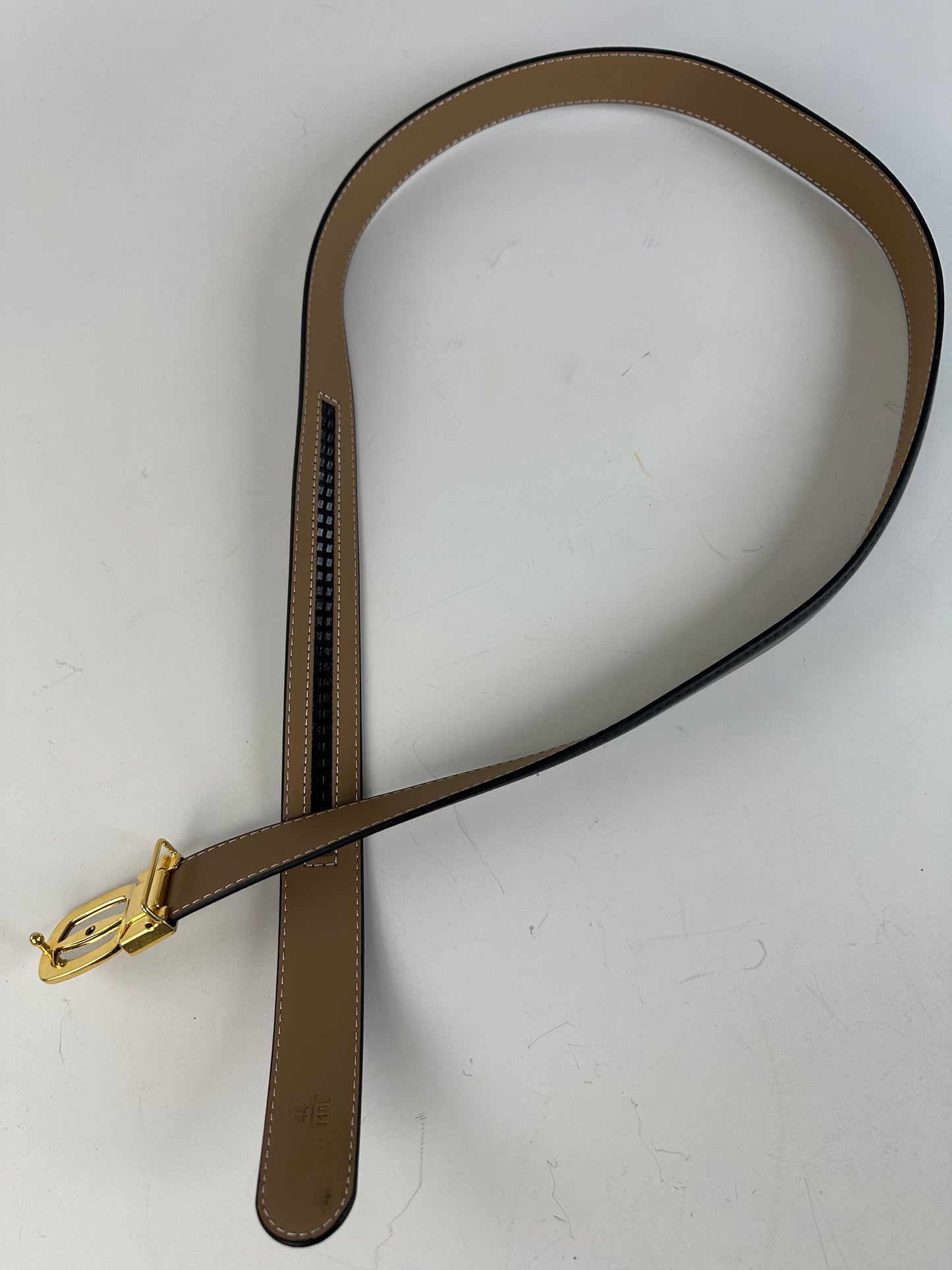 Vintage Celine Medusa Head Leather Belt Black Tan Gold
