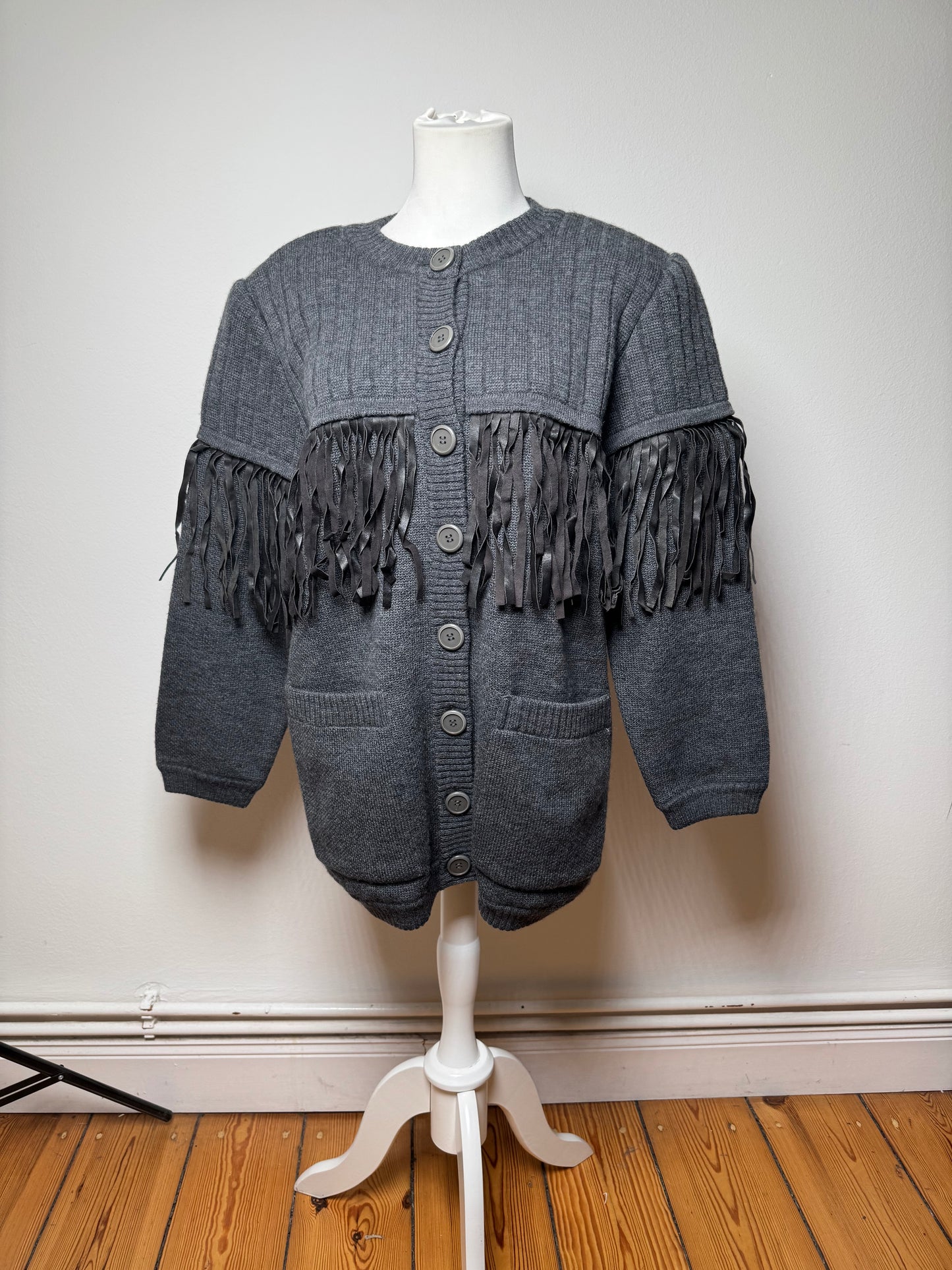 Vintage Givenchy Wool Coat / Cardigan Anthracite L