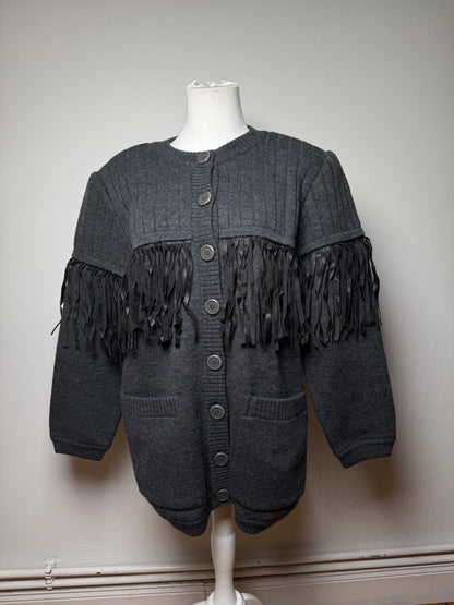 Vintage Givenchy Wool Coat / Cardigan Anthracite L