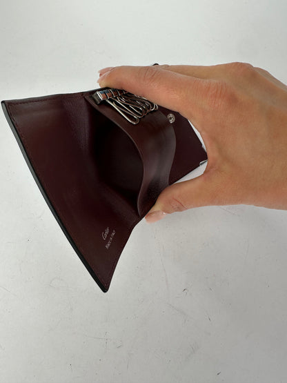 Vintage Cartier Leather Key Holder Wallet Late 1990s Black Burgundy