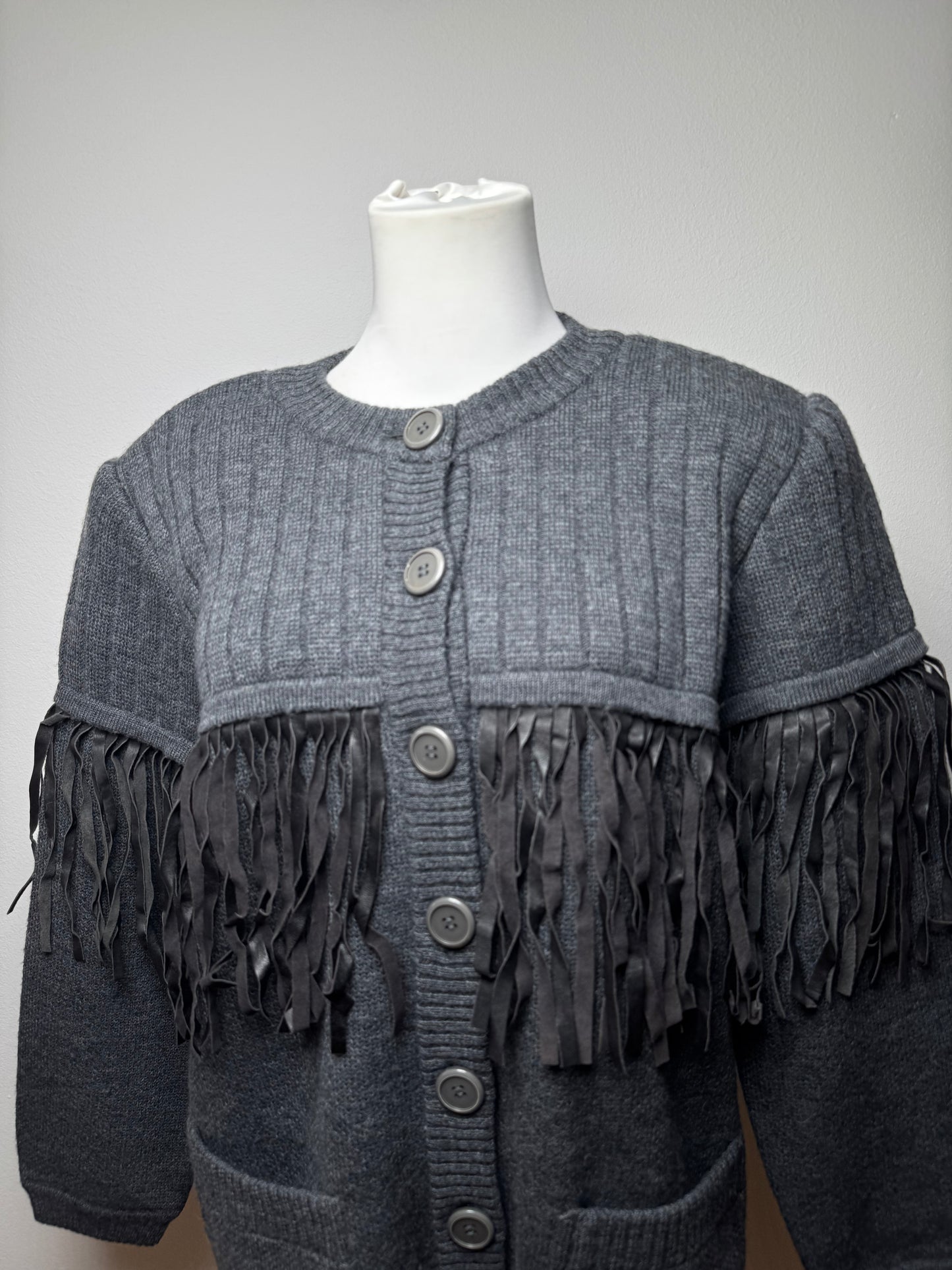 Vintage Givenchy Wool Coat / Cardigan Anthracite L