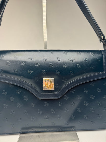 Sac vintage en cuir monogramme Dior 2Way bleu marine