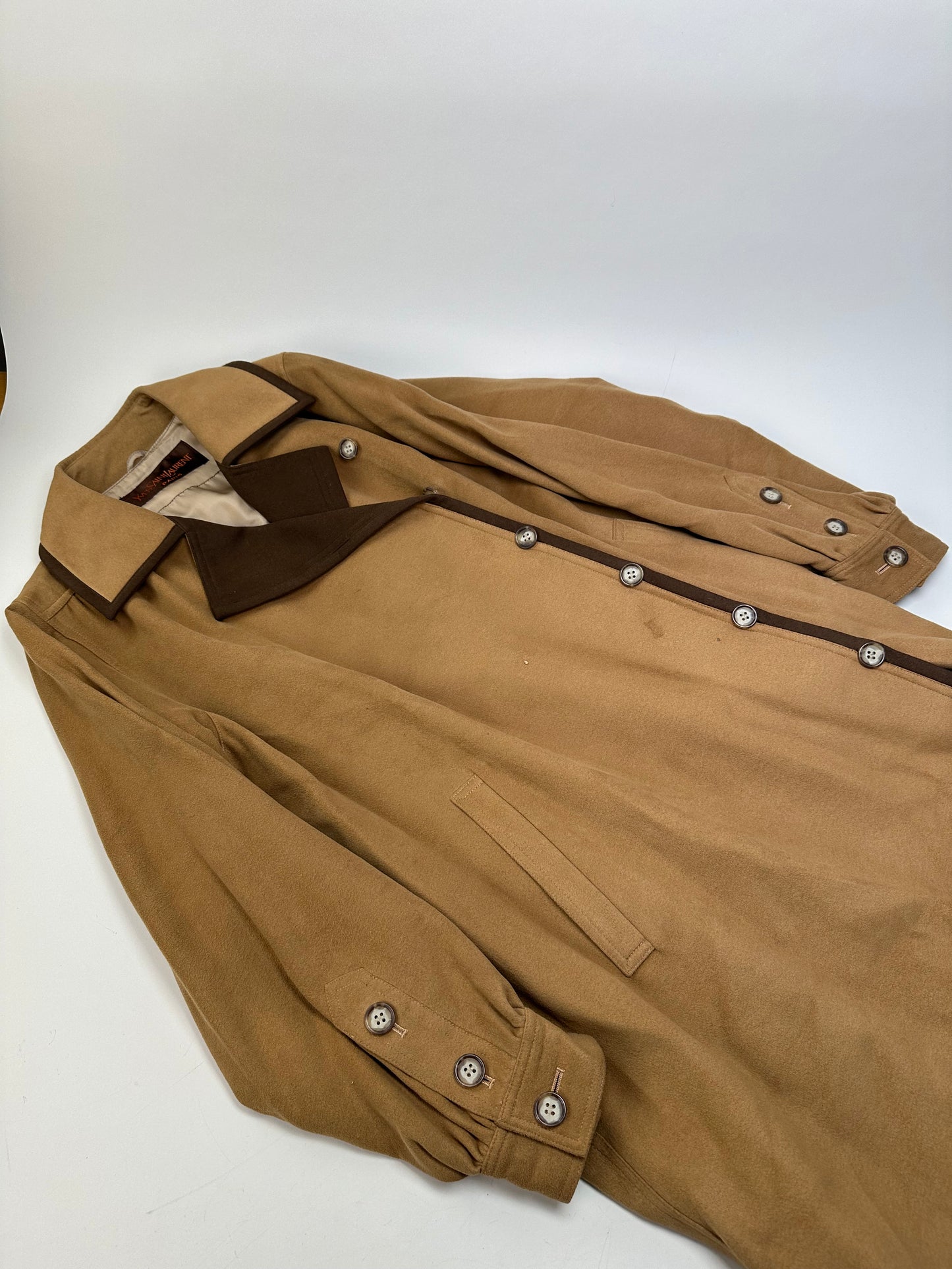 Vintage Saint Laurent Suede Coat Beige Brown M