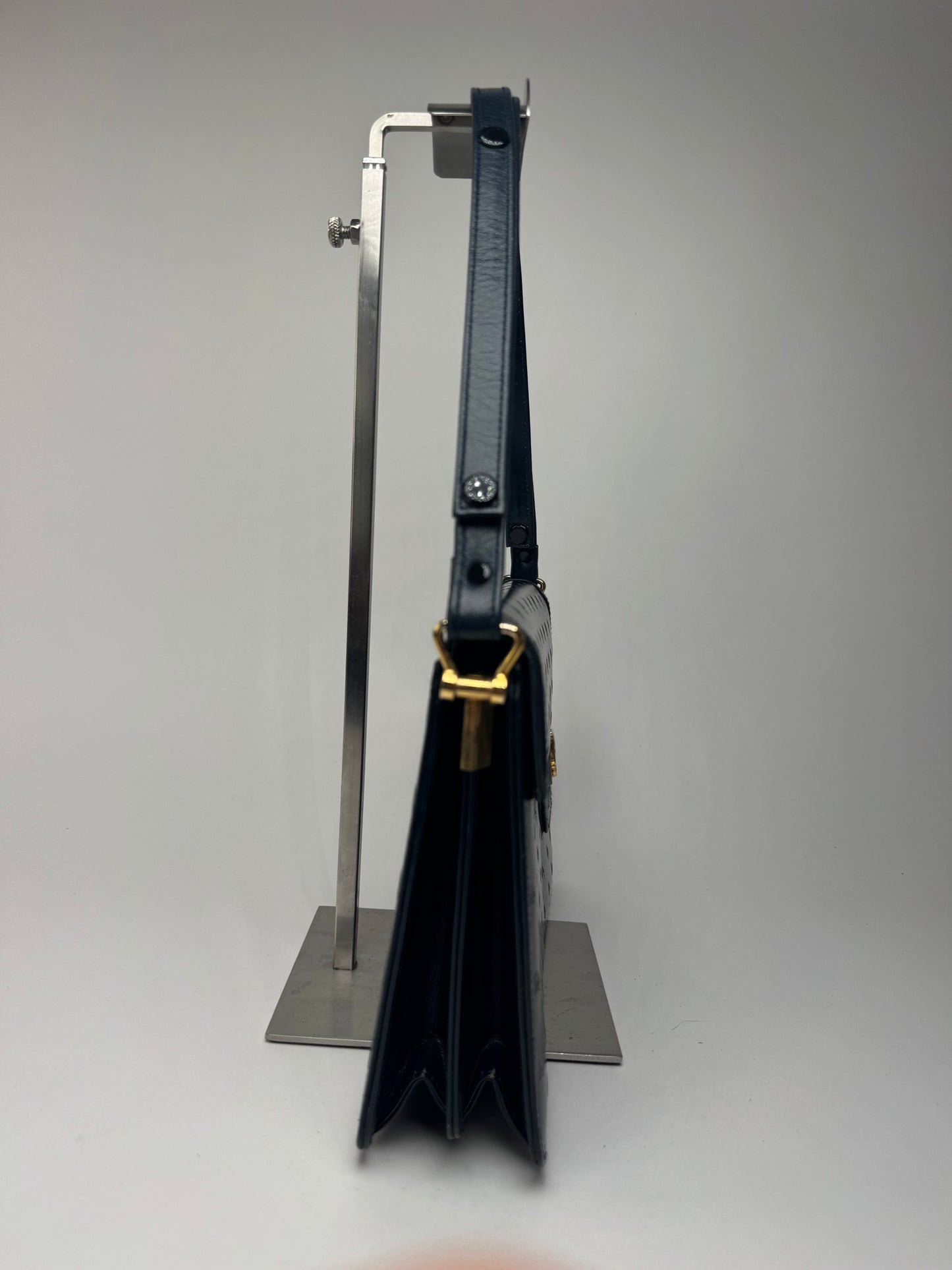 Sac vintage en cuir monogramme Dior 2Way bleu marine