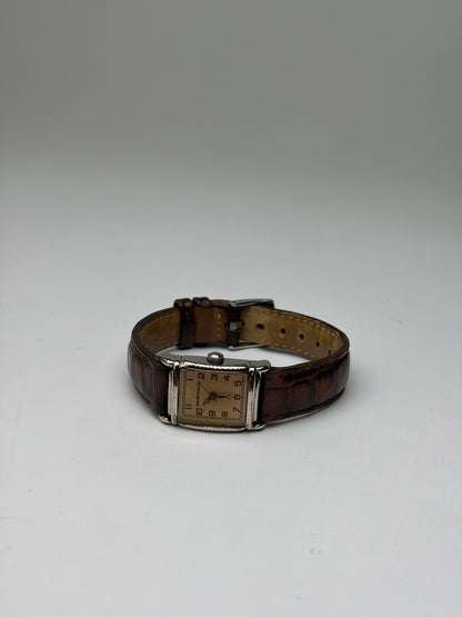 Vintage Giorgio Armani Rectangle Watch Crocodile-Effect Leather Late 1990s