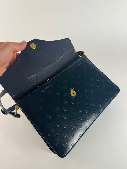 Sac vintage en cuir monogramme Dior 2Way bleu marine
