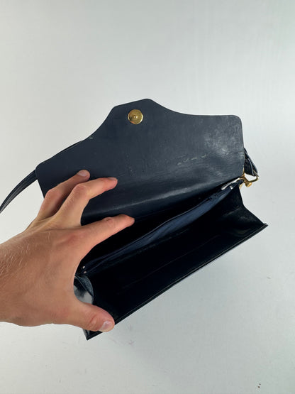 Sac vintage en cuir monogramme Dior 2Way bleu marine