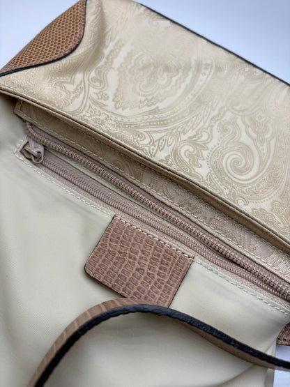 Vintage Etro Paisley Flap Crossbody Bag Late 1990s Cream Tan
