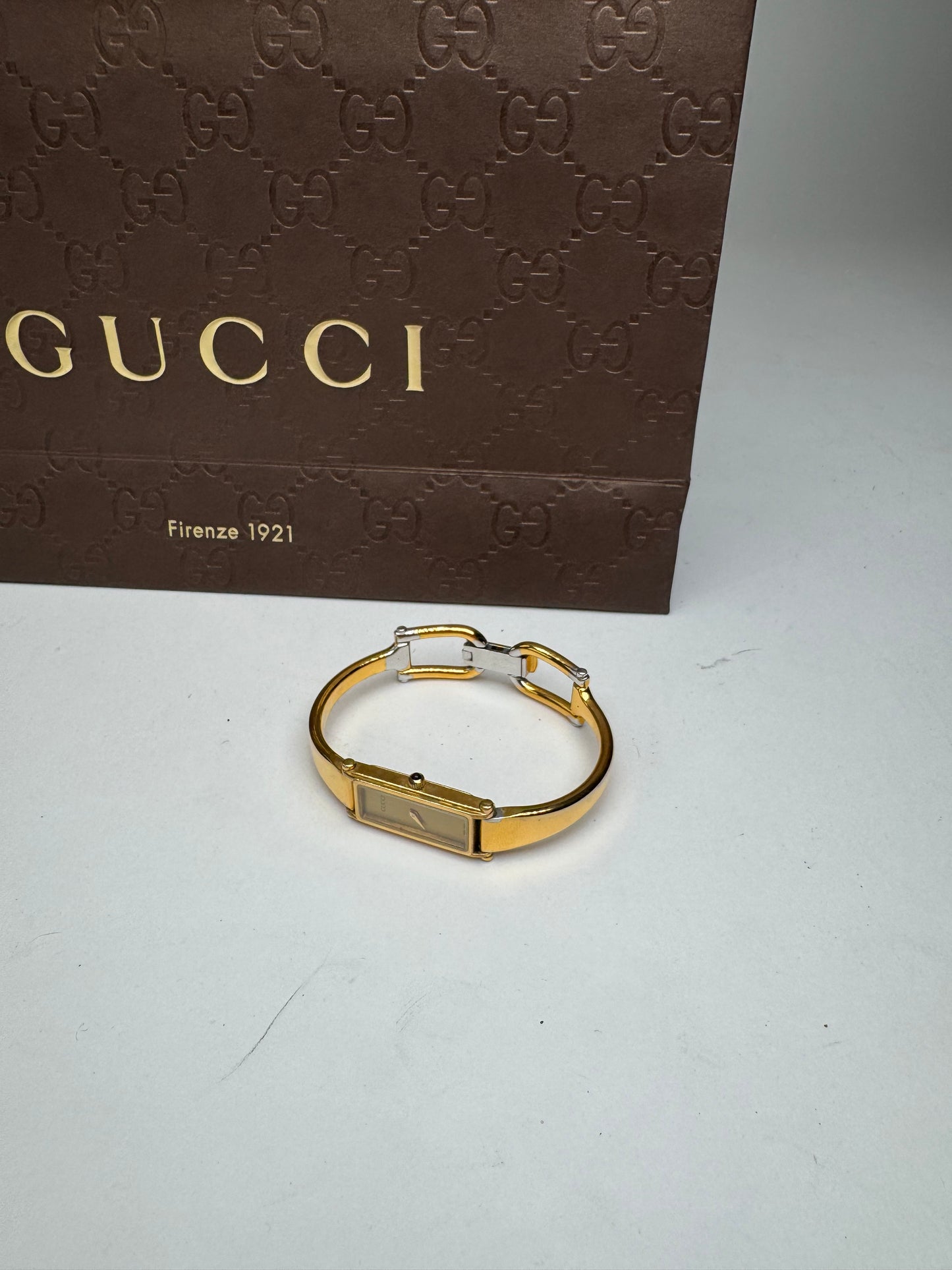 Vintage Gucci Horsebit steel watch gold