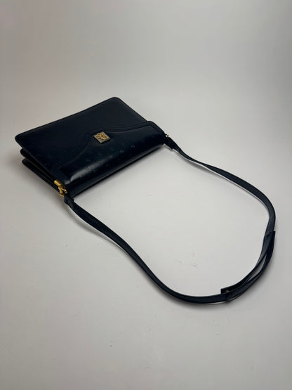 Sac vintage en cuir monogramme Dior 2Way bleu marine