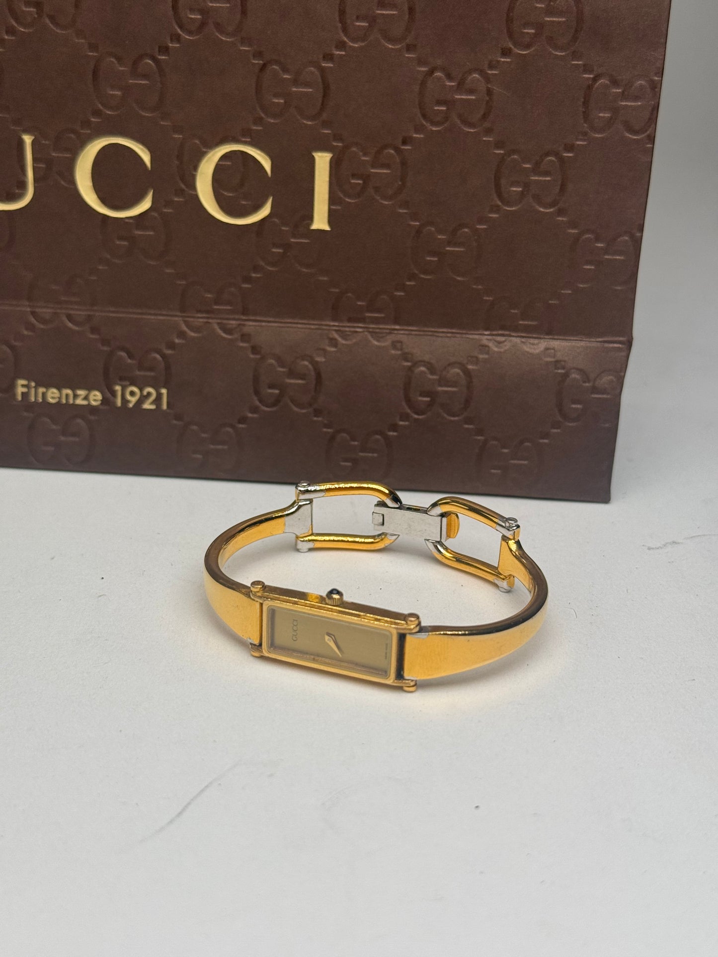 Vintage Gucci Horsebit steel watch gold