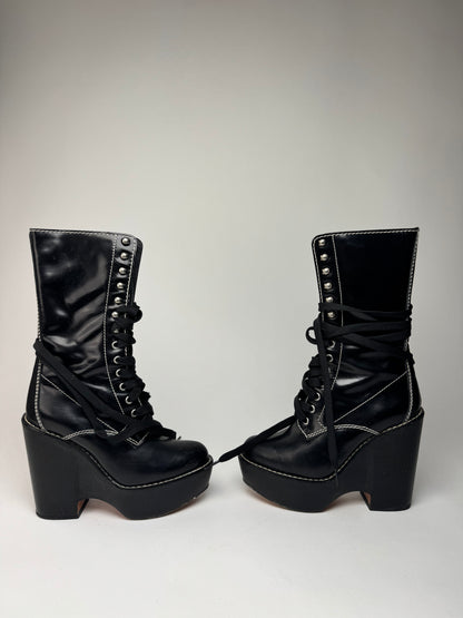 Vintage Chloe Patent Leather Heeled Boots Black EU36