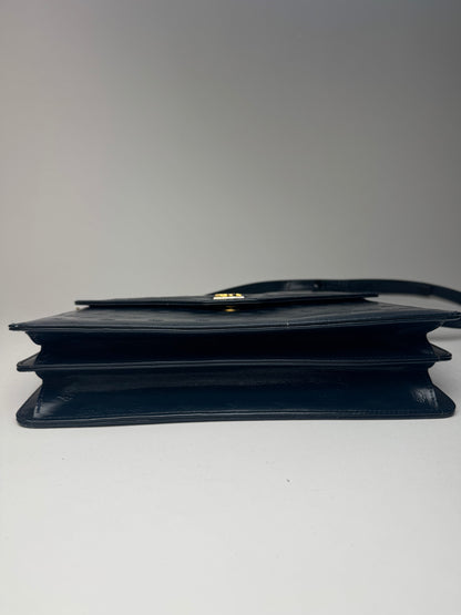 Sac vintage en cuir monogramme Dior 2Way bleu marine