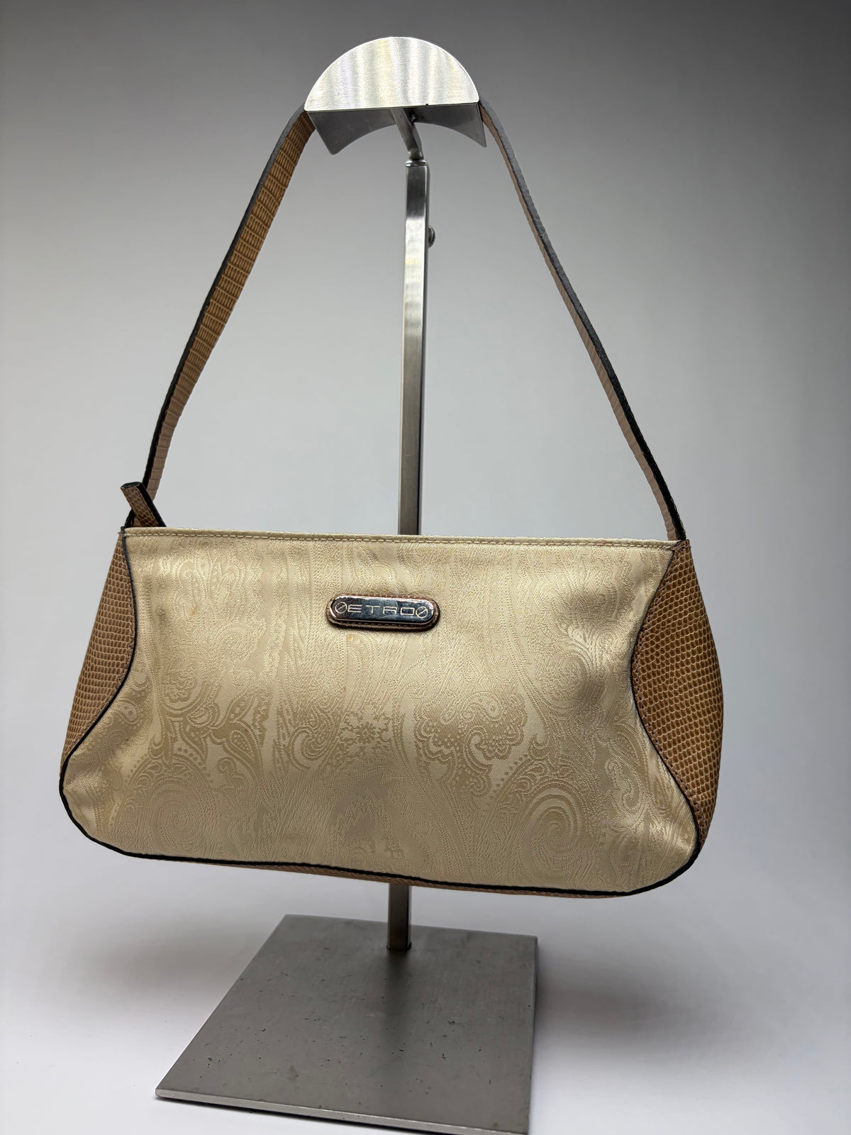 Vintage Etro Paisley Flap Crossbody Bag Late 1990s Cream Tan