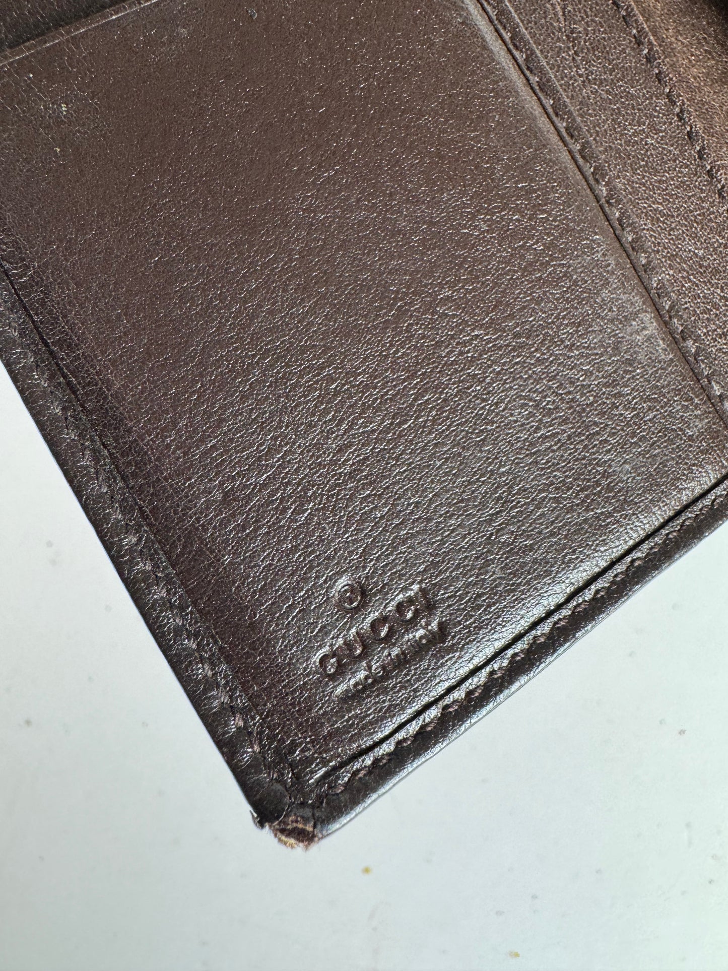 Vintage Gucci GG Monogram Leather Wallet Beige Brown