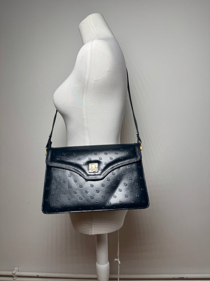Sac vintage en cuir monogramme Dior 2Way bleu marine