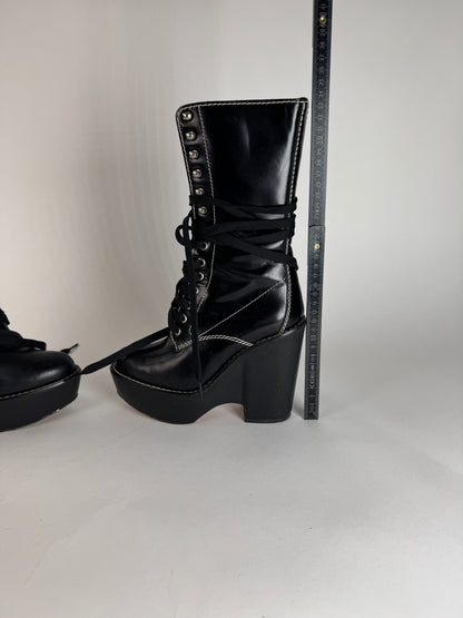 Vintage Chloe Patent Leather Heeled Boots Black EU36