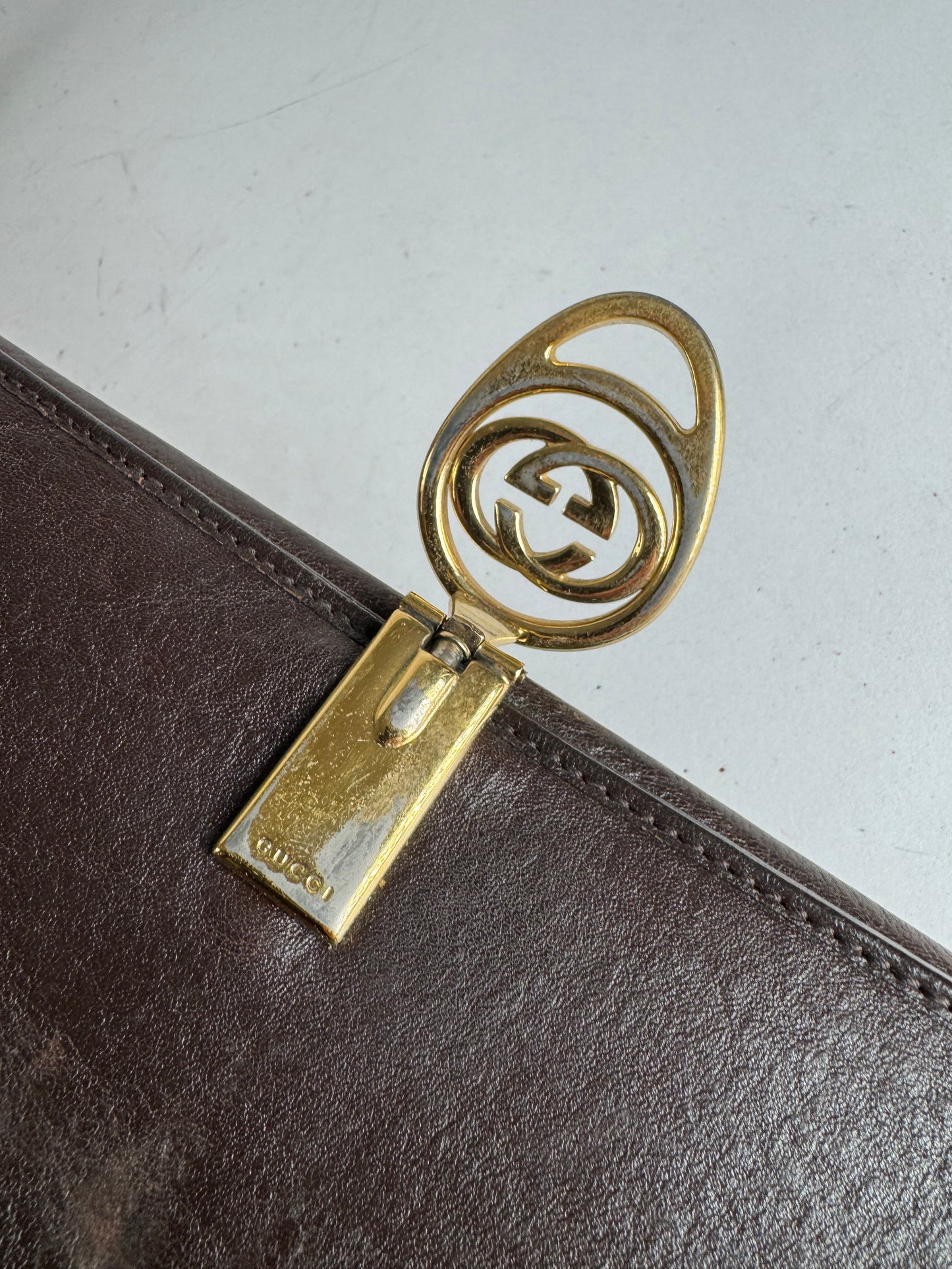 Vintage Gucci GG Monogram Leather Wallet Beige Brown