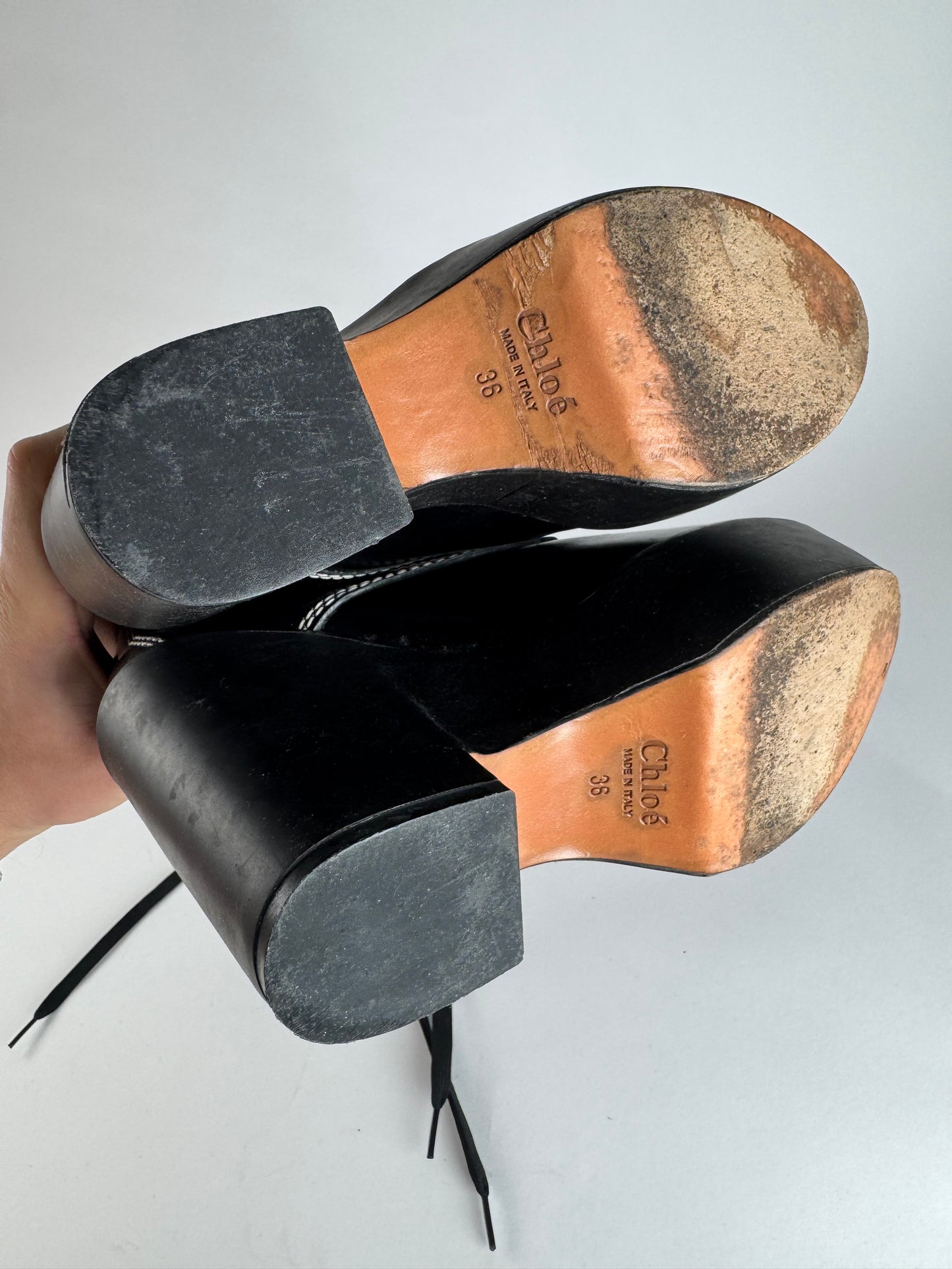 Vintage Chloe Patent Leather Heeled Boots Black EU36