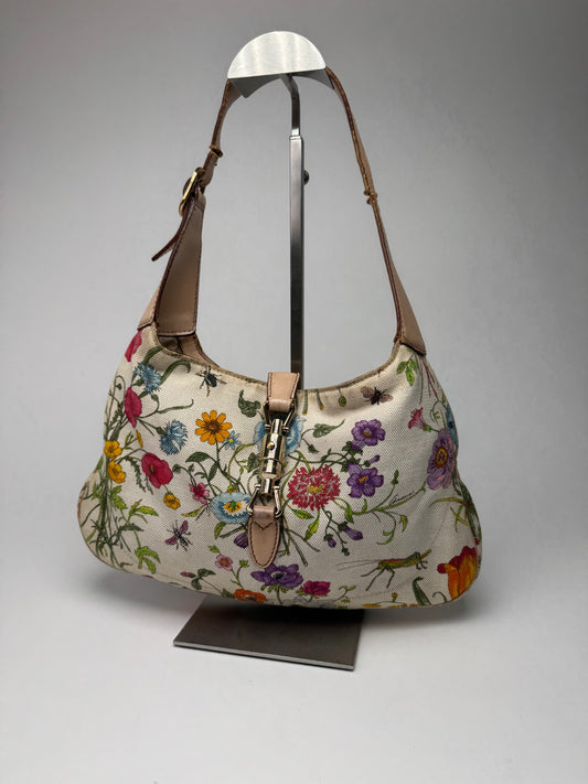 Vintage Gucci Jackie 1961 Floral Bag multicolor