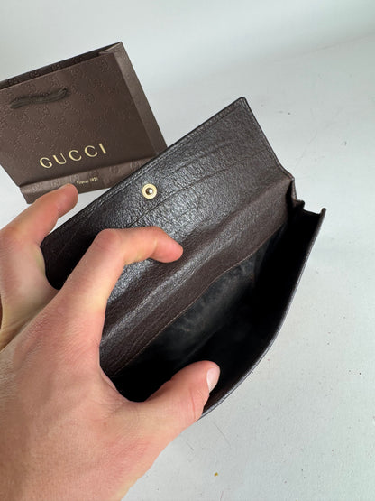 Vintage Gucci GG Monogram Leather Wallet Beige Brown