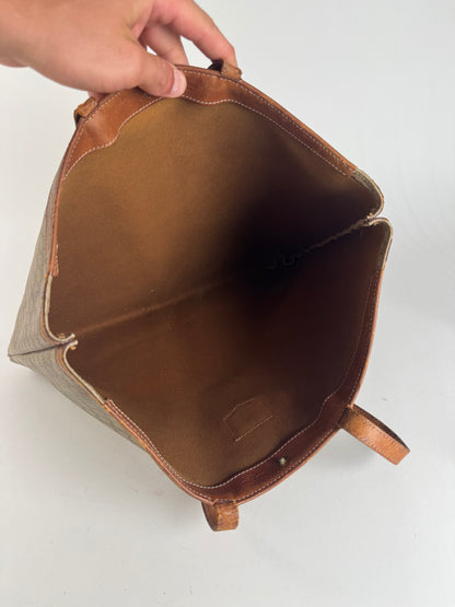 Grand sac vintage en cuir monogramme Céline Triomphe beige marron