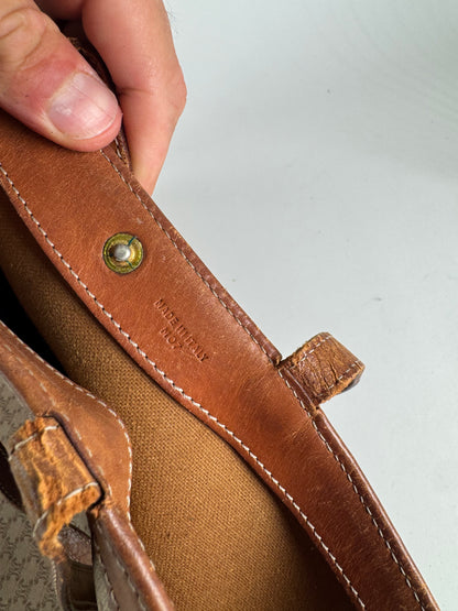 Grand sac vintage en cuir monogramme Céline Triomphe beige marron